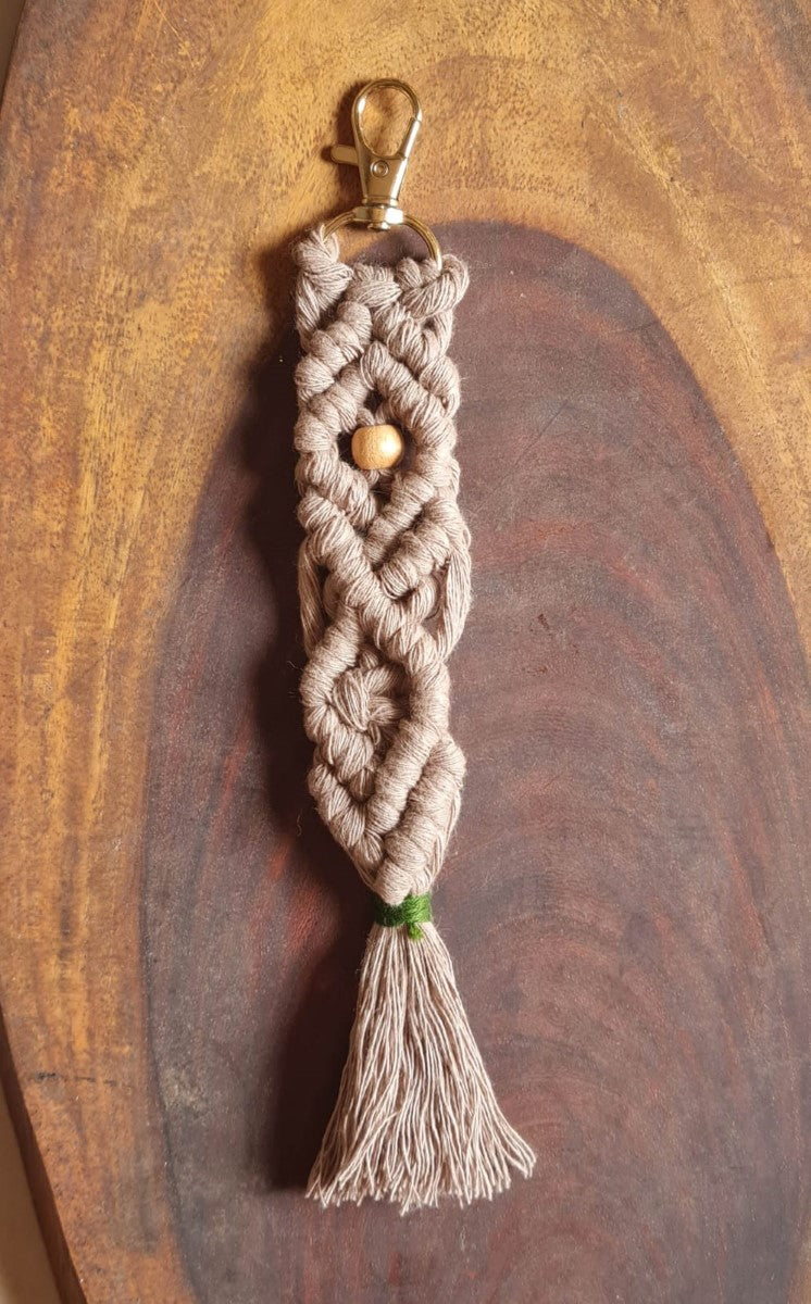 Handmade Macrame Beaded Keyring