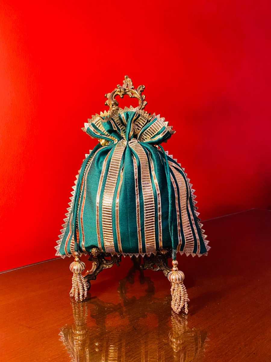 Green Gota on Dupian Silk Potli