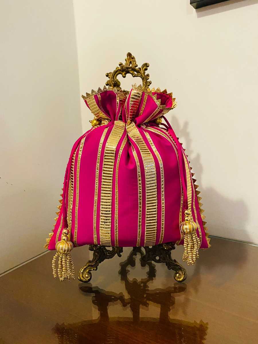 Pink Gota on Dupian Silk Potli