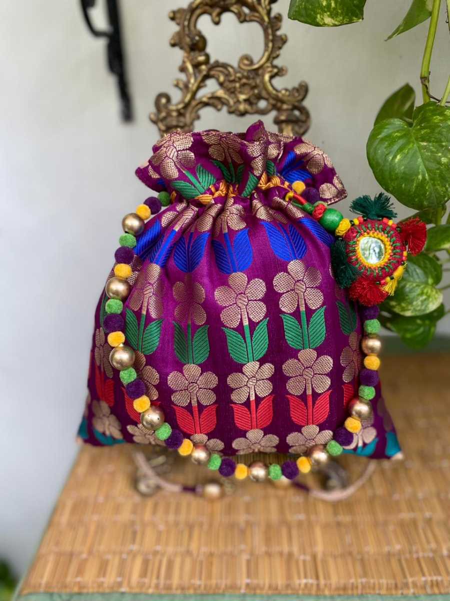 Purple Brocade Potli