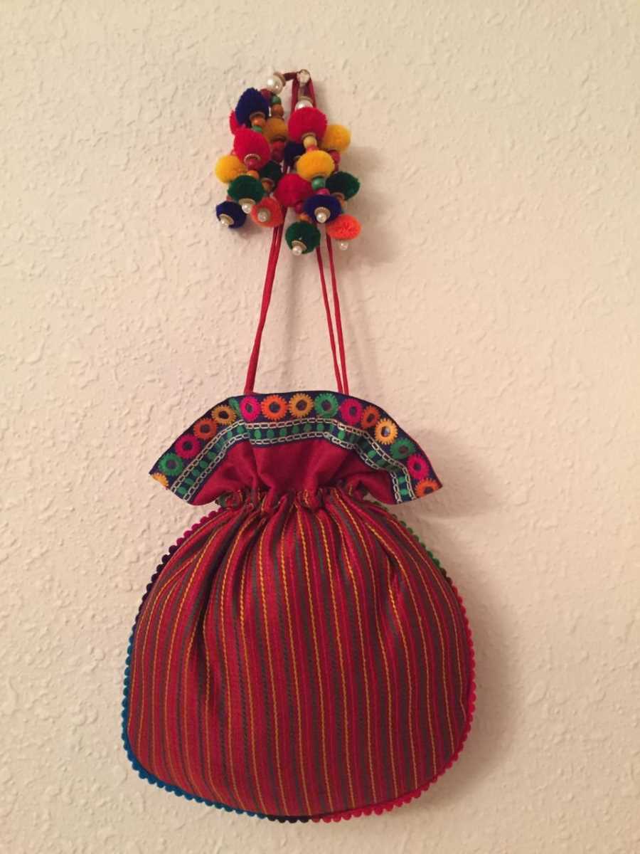 Red Dupian Silk Potli