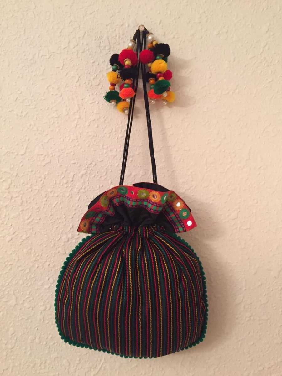 Black Dupian Silk Potli