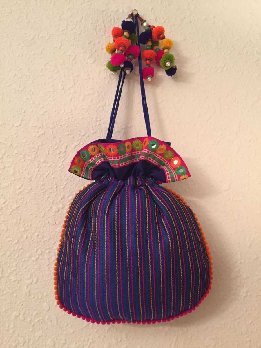 Purple Dupian Silk Potli