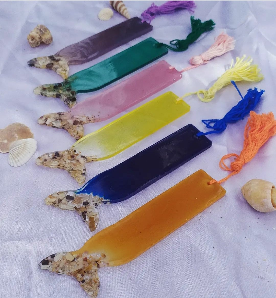 Resin Art Resin Mermaid Tail Bookmarks with Tassel