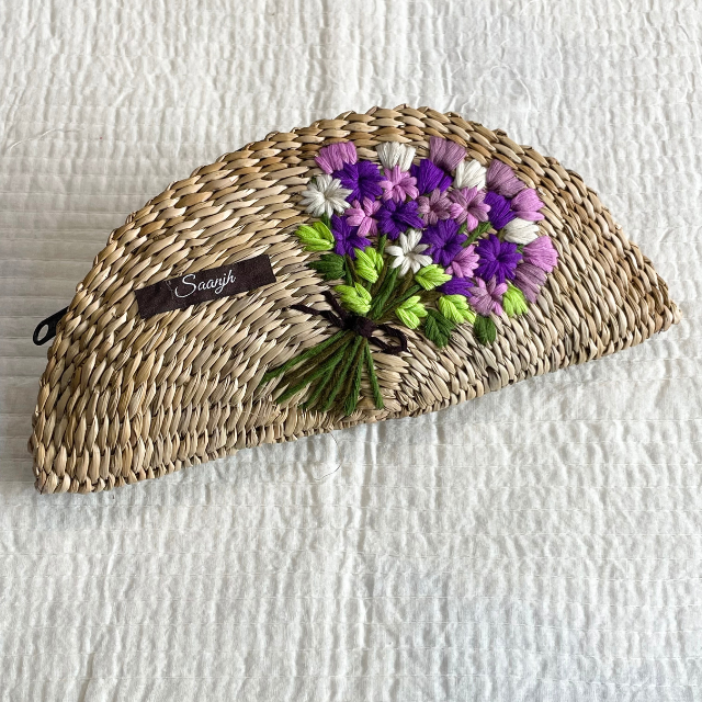 Blue Floral Embroidered Kauna Handwoven Clutch