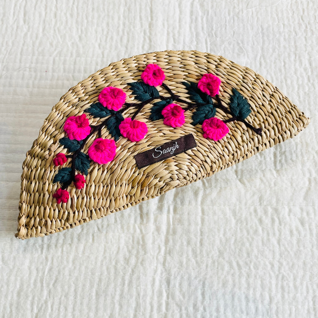 Pink Embroidered Kauna Handwoven Clutch
