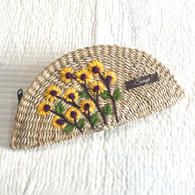 Yellow Flowers Embroidered Kauna Handwoven Clutch