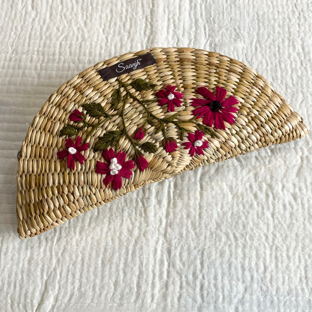 Handwoven Floral Embroidered Kauna Clutch