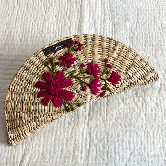 Floral Embroidered Kauna Handwoven Clutch
