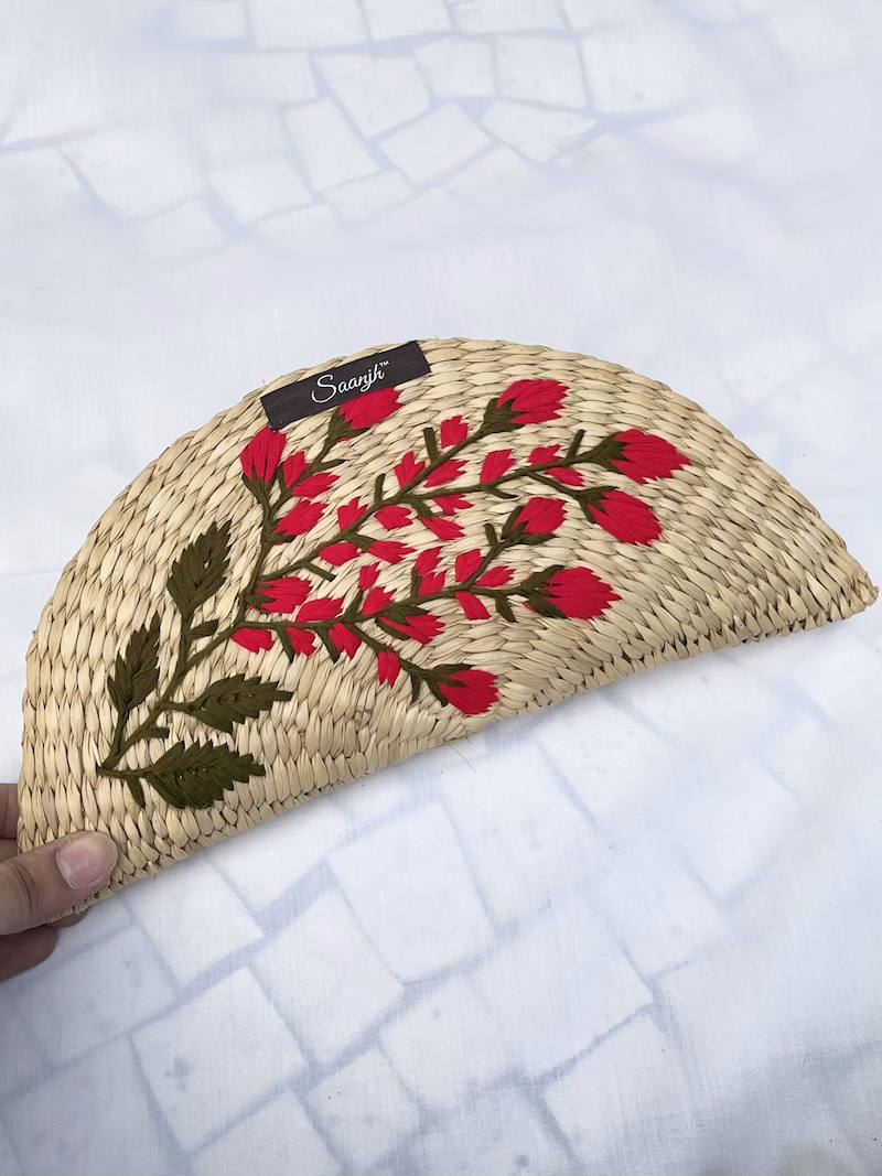 Kauna Handwoven Clutch with Red Green Embroidery