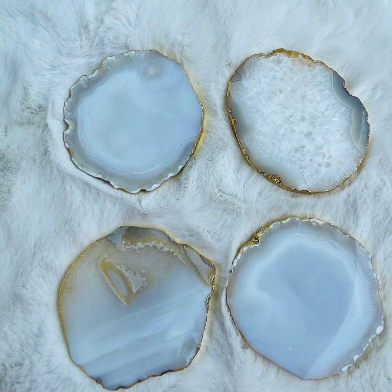 White Agate Stone Coasters (Set of 4)