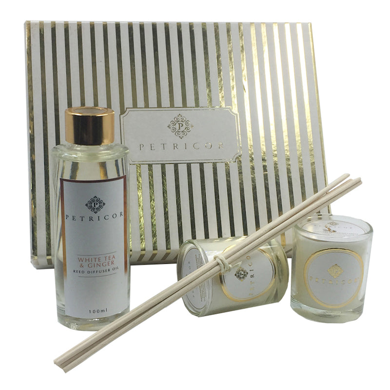 White Tea & Ginger Diffuser & Candles Gift Set (Classic Collection)