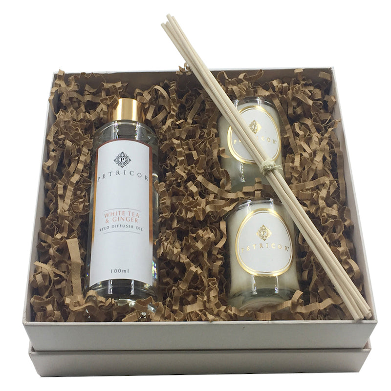 White Tea & Ginger Diffuser & Candles Gift Set (Classic Collection)