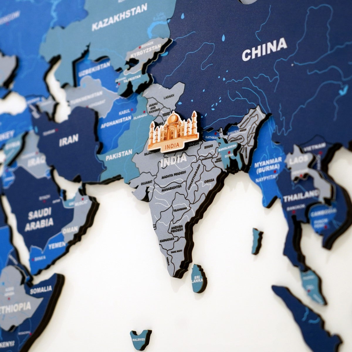 Exclusive 3D Tory Blue Wooden World Map
