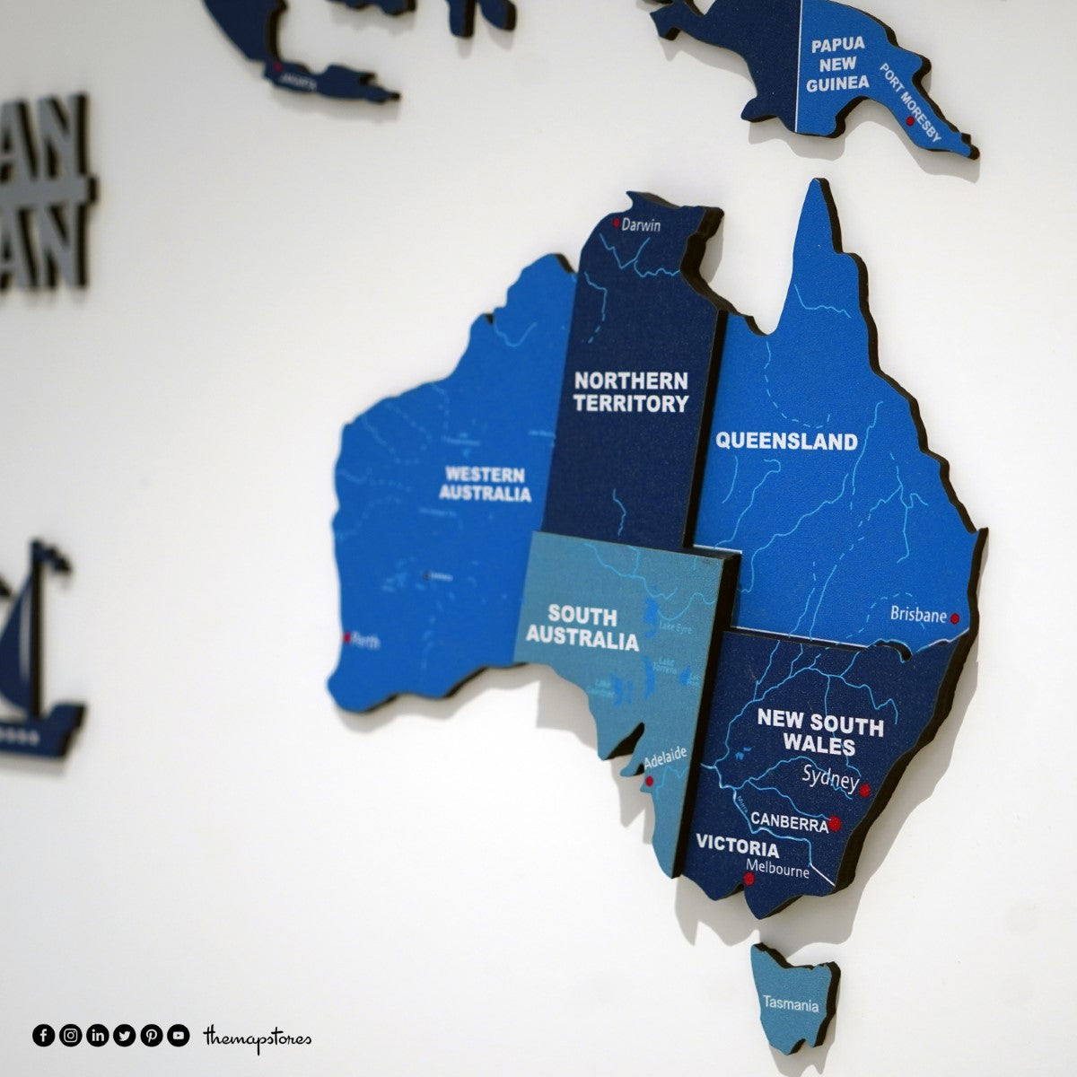 Exclusive 3D Tory Blue Wooden World Map