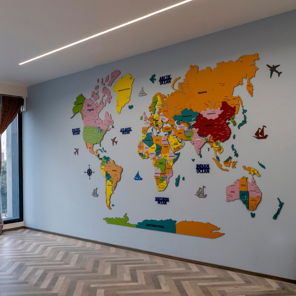 Exclusive 3D Colorful Wooden World Map
