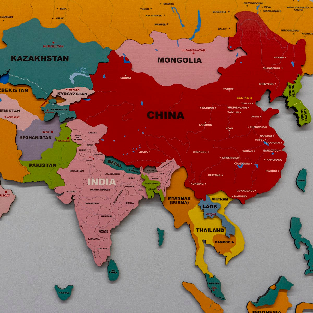 Exclusive 3D Colorful Wooden World Map