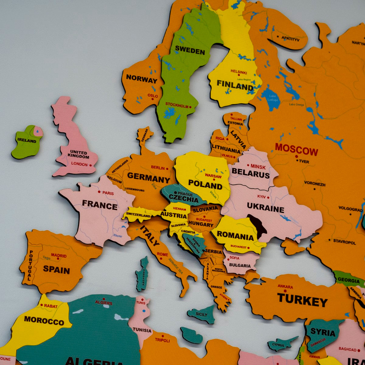 Exclusive 3D Colorful Wooden World Map