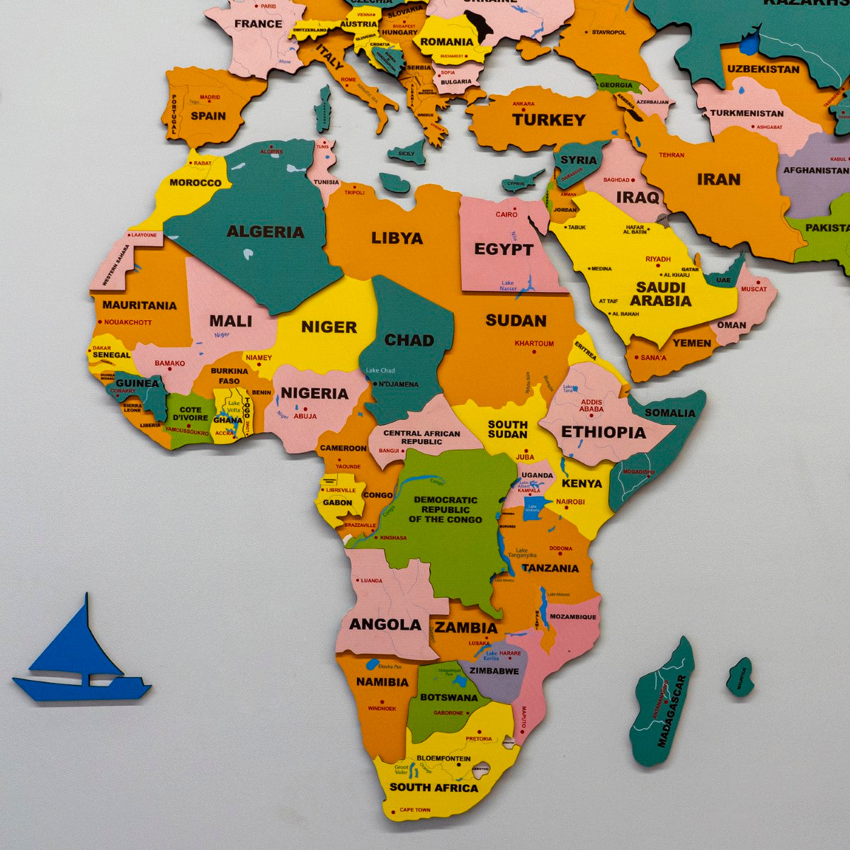 Exclusive 3D Colorful Wooden World Map