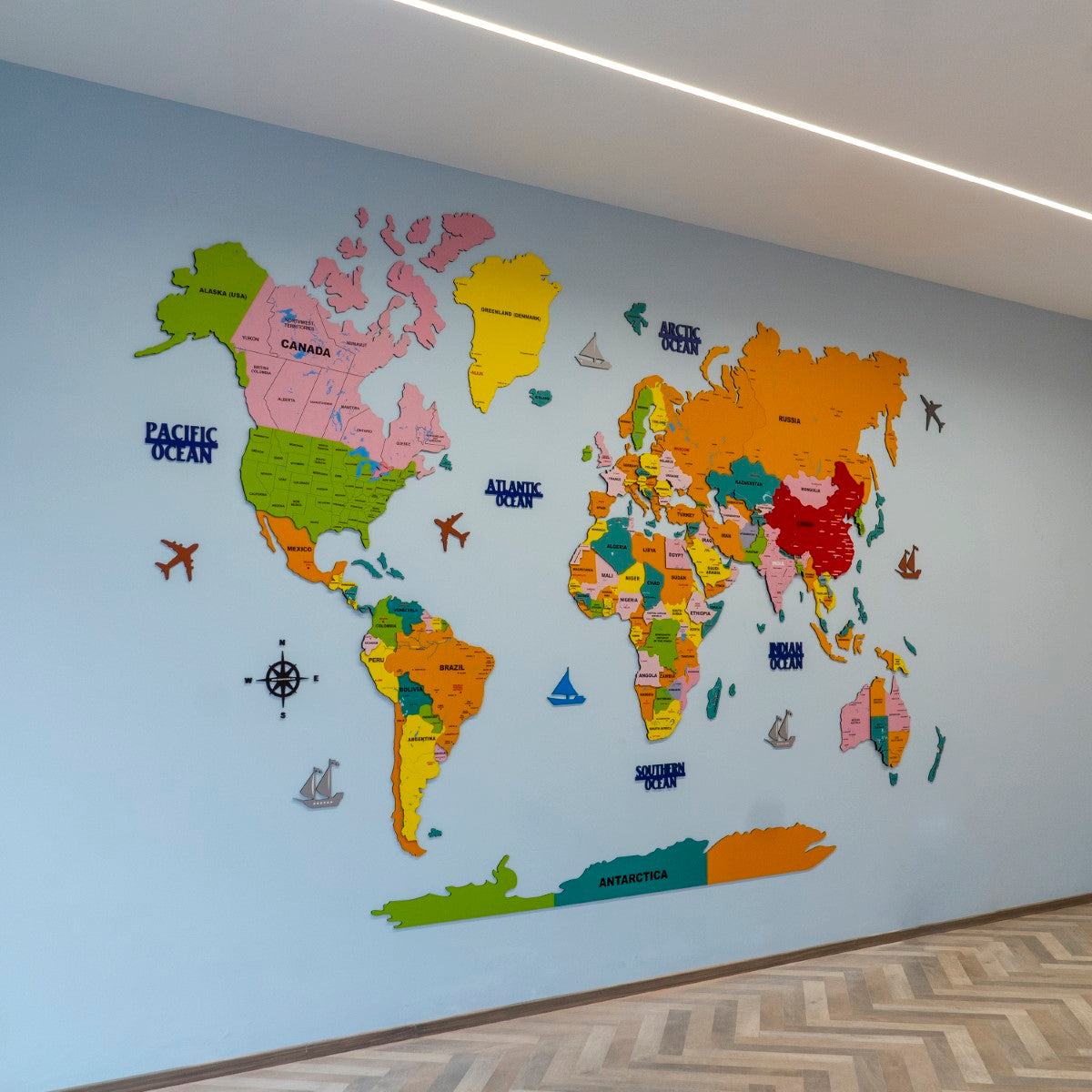 Exclusive 3D Colorful Wooden World Map