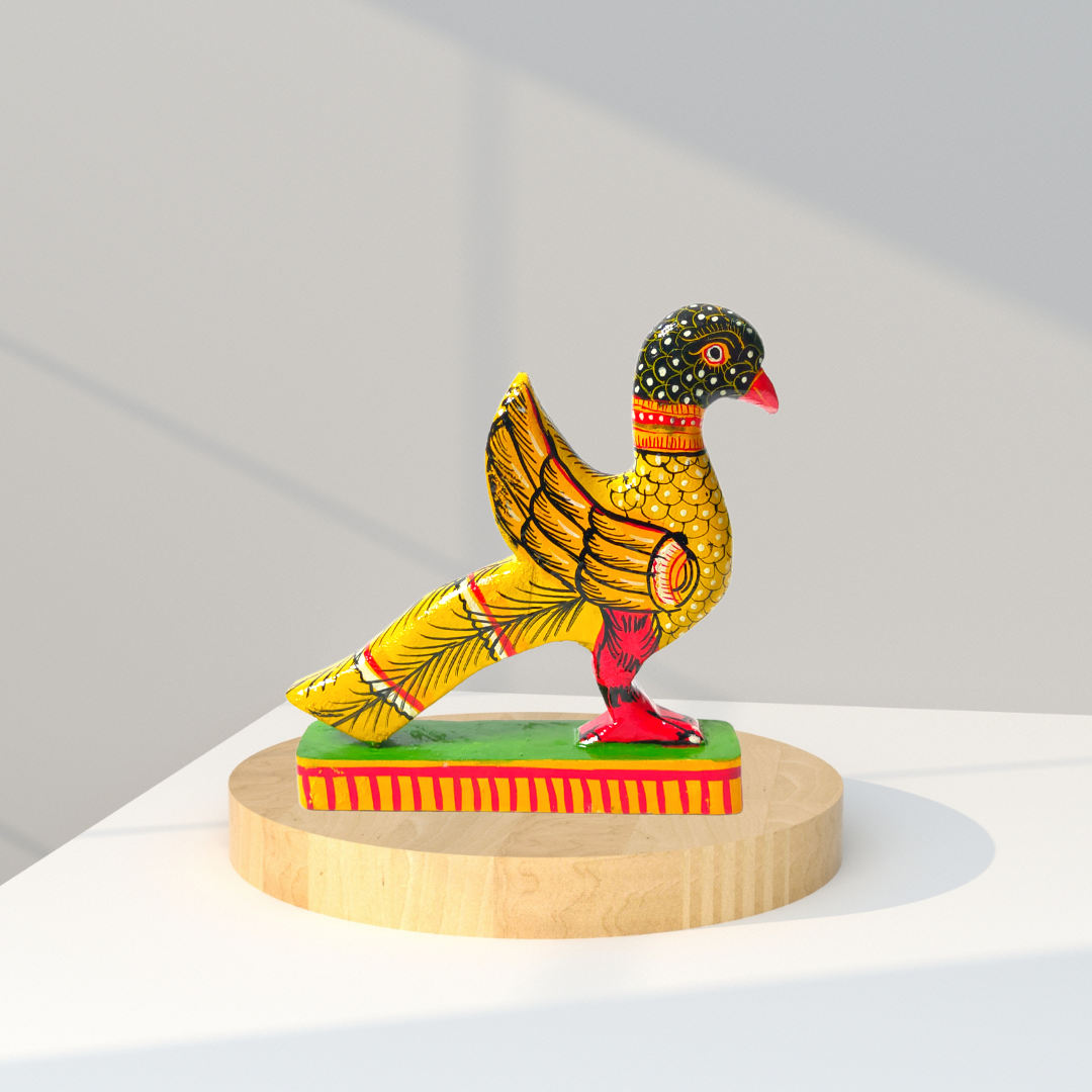 Handmade & Handpainted Wooden Yellow Bird