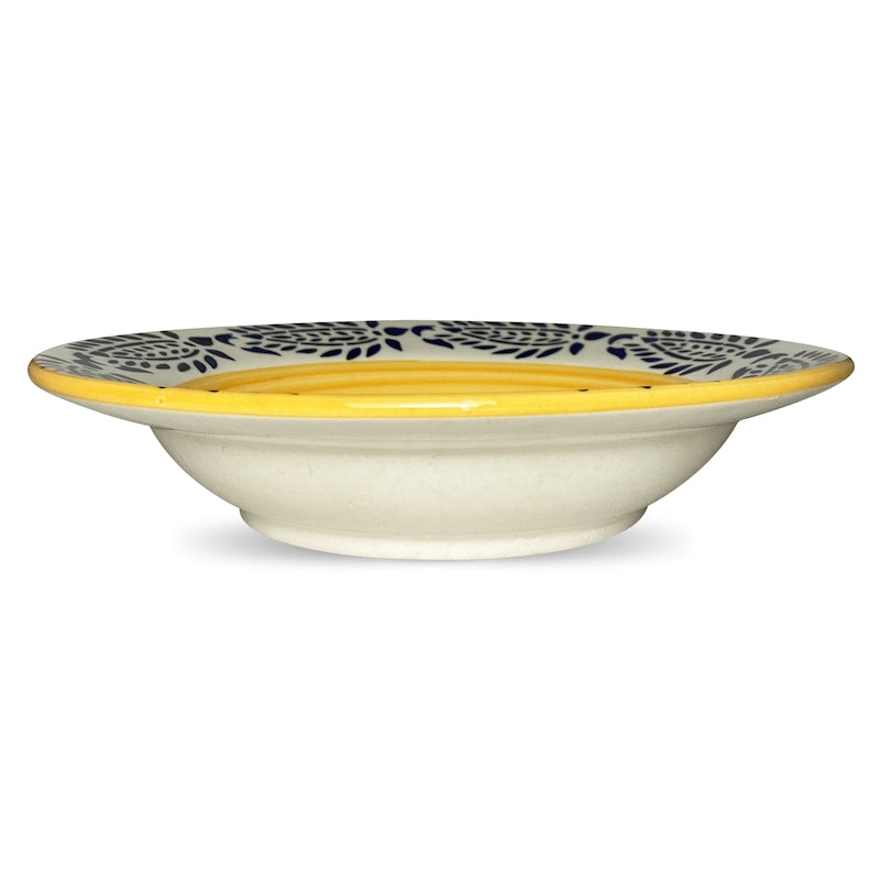 Yellow Floral Hand-painted Deep Pasta Plate