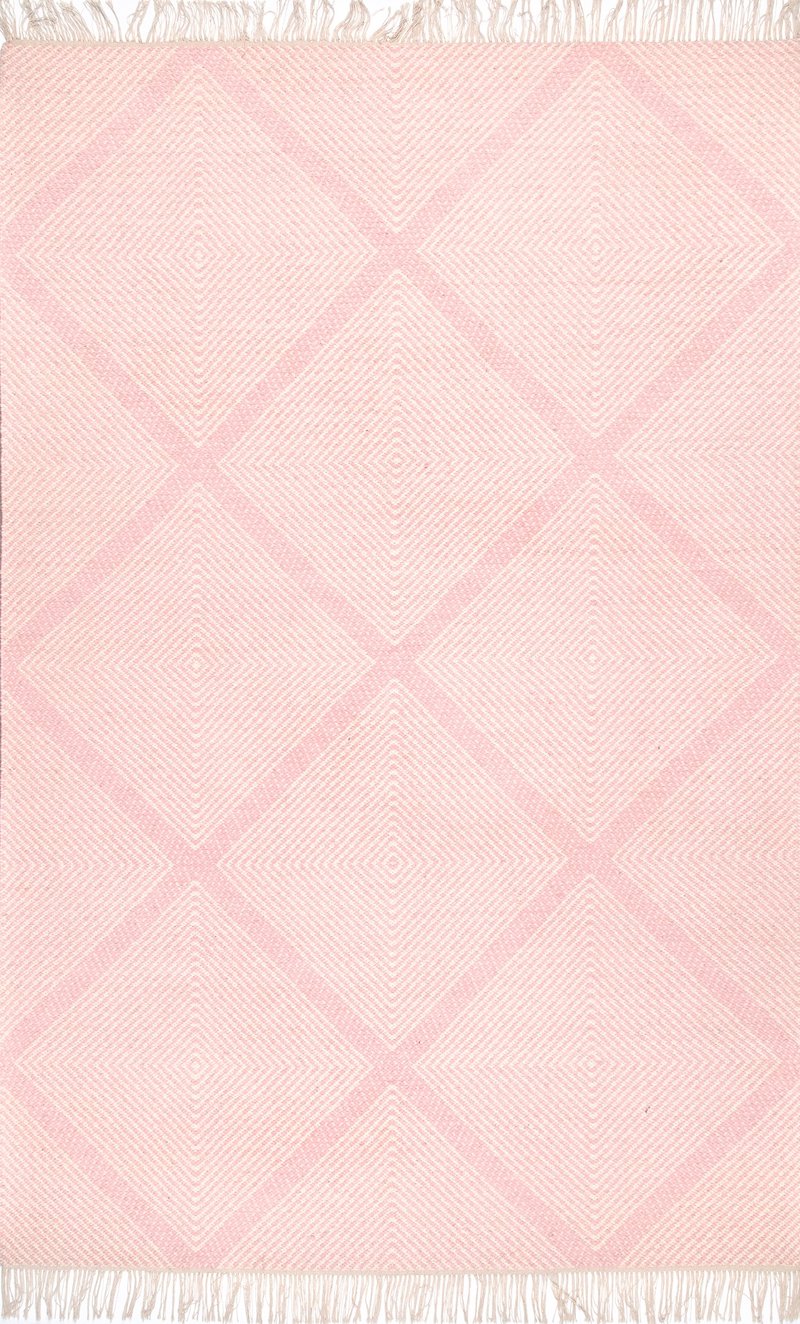 Pink Criss Cross Handwoven Wool Rug