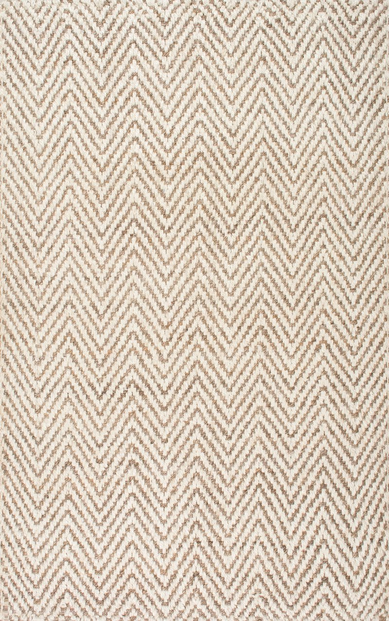 White & Brown Handwoven Wool Rug