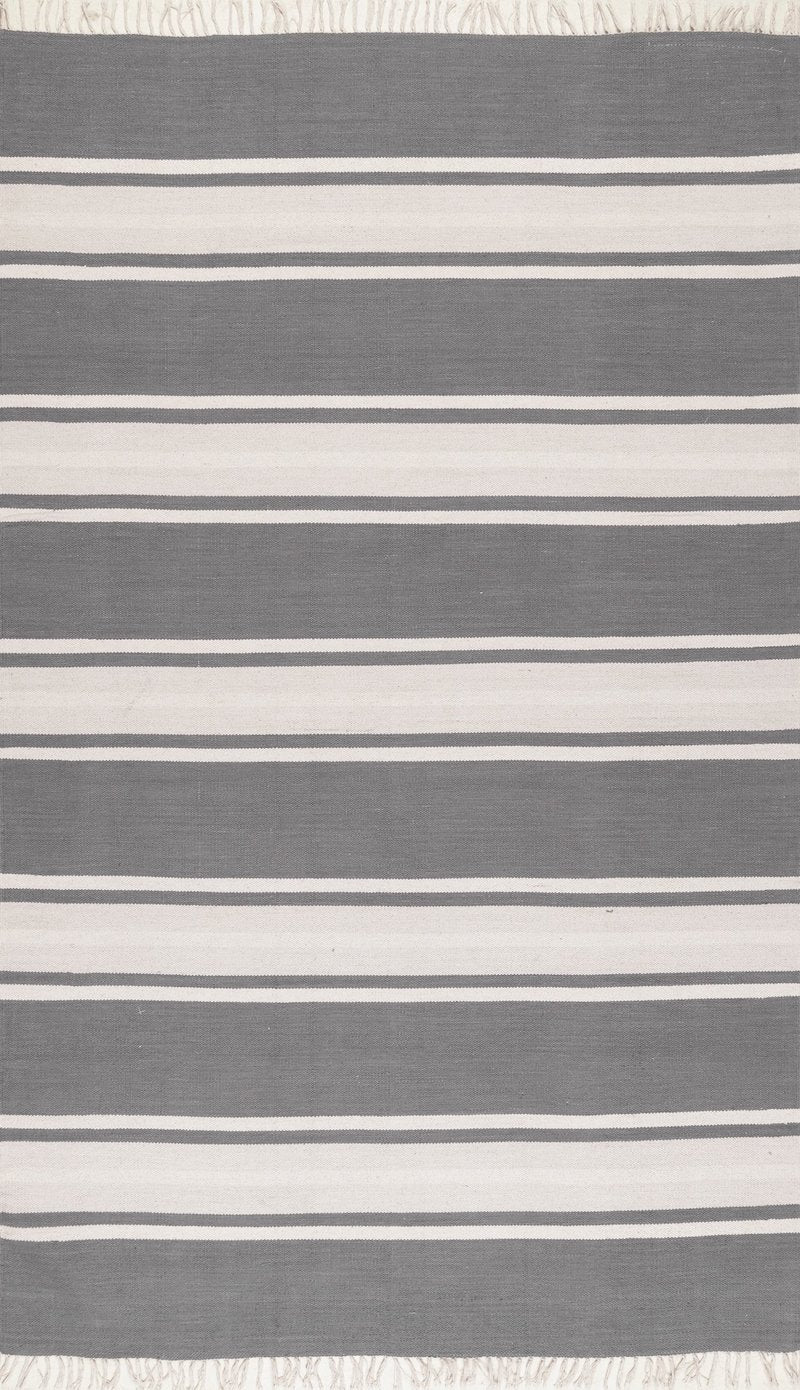 Grey & White Contemporary Handwoven Wool Rug