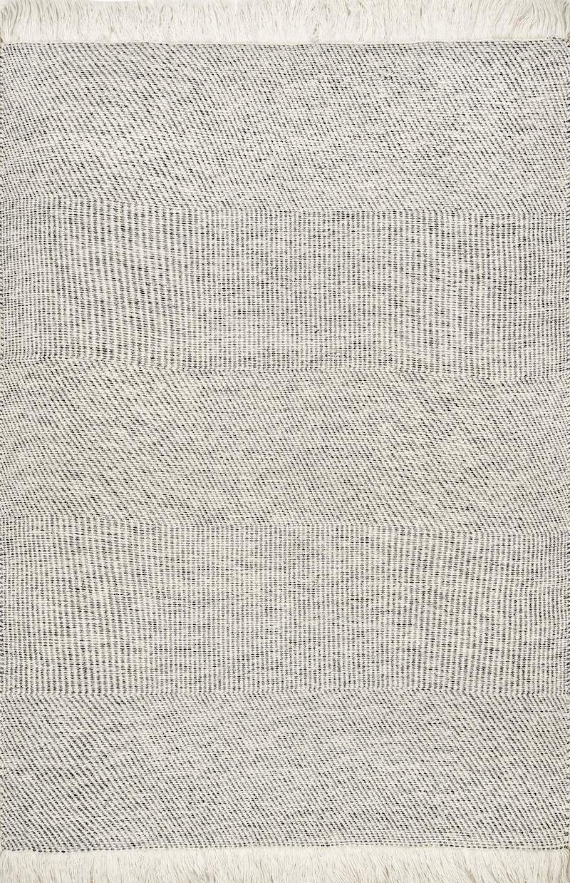 Grey Zig Zag Handwoven Wool Rug