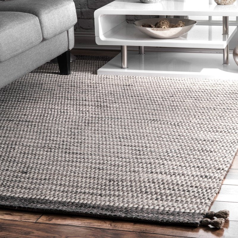 Grey Handwoven Contemporary Wool Rug