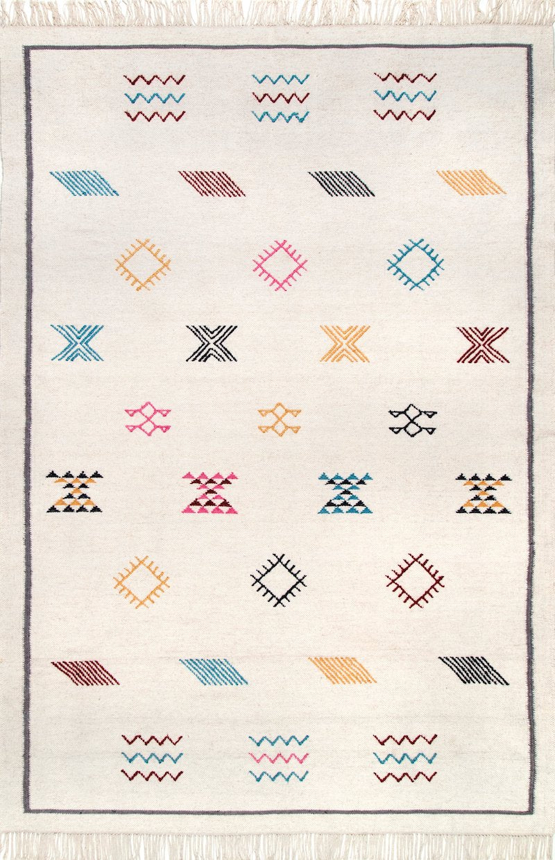 Minimalist Designer Multicolor Blocks Wool Rug