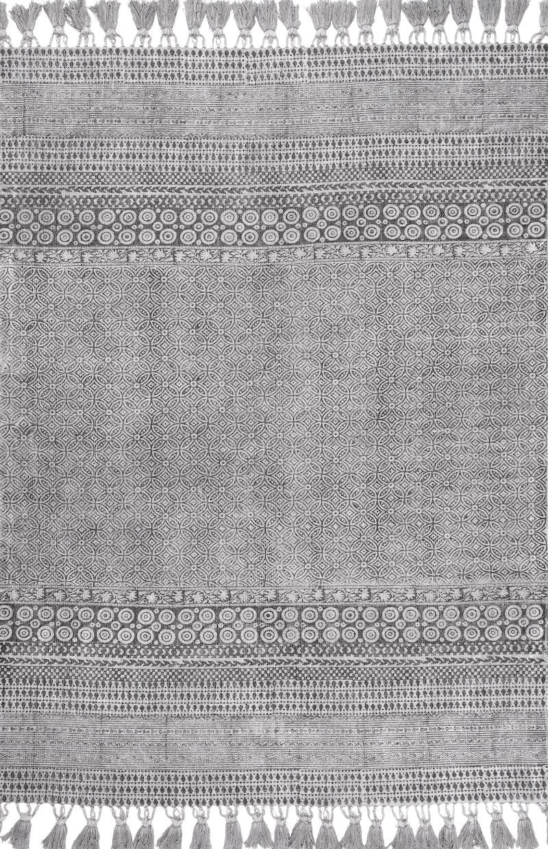 Grey Designer Ethnic Handwoven Wool Rug