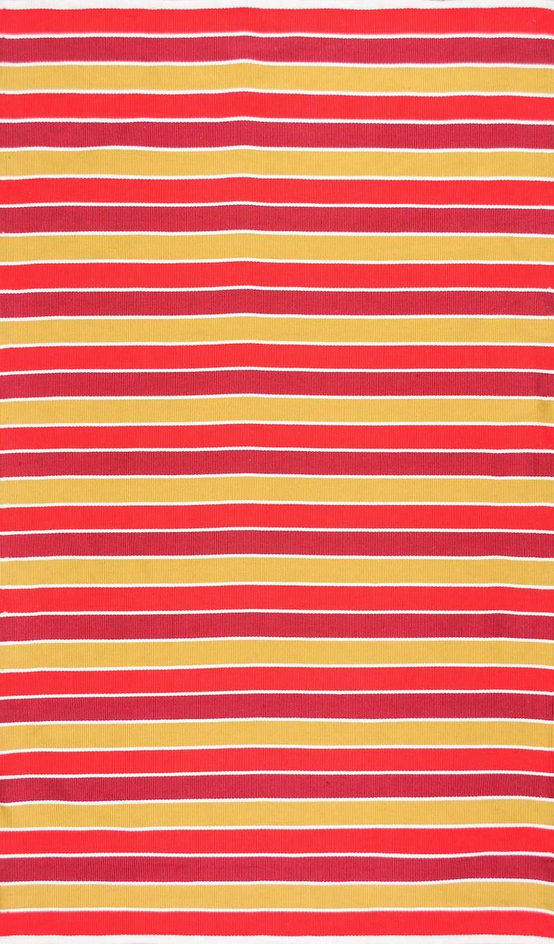 Red & Yellow Striped Handwoven Wool Rug