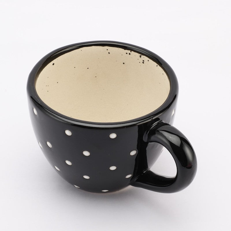 Cup Shaped Printed Black Ceramic Flower Pot