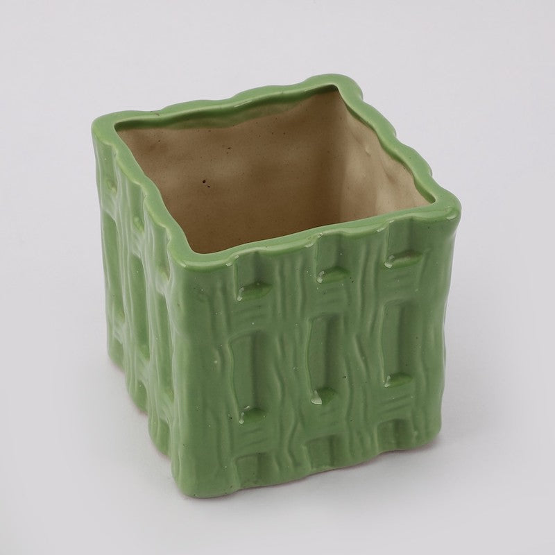 Modern Green Textured Ceramic Planter