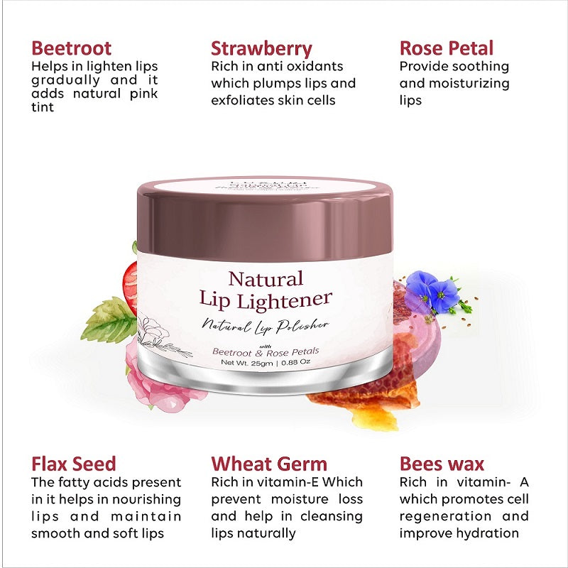 Natural Lip Lightener With Beetroot & Rose Petals - 25gm